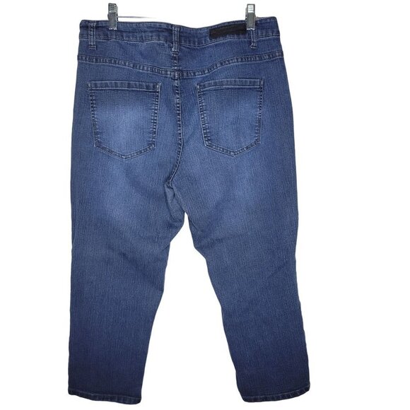 Liverpool Sz 14/32 Medium Wash Mid Rise Michelle Capri Cropped Blue Denim Jeans - Picture 12 of 12